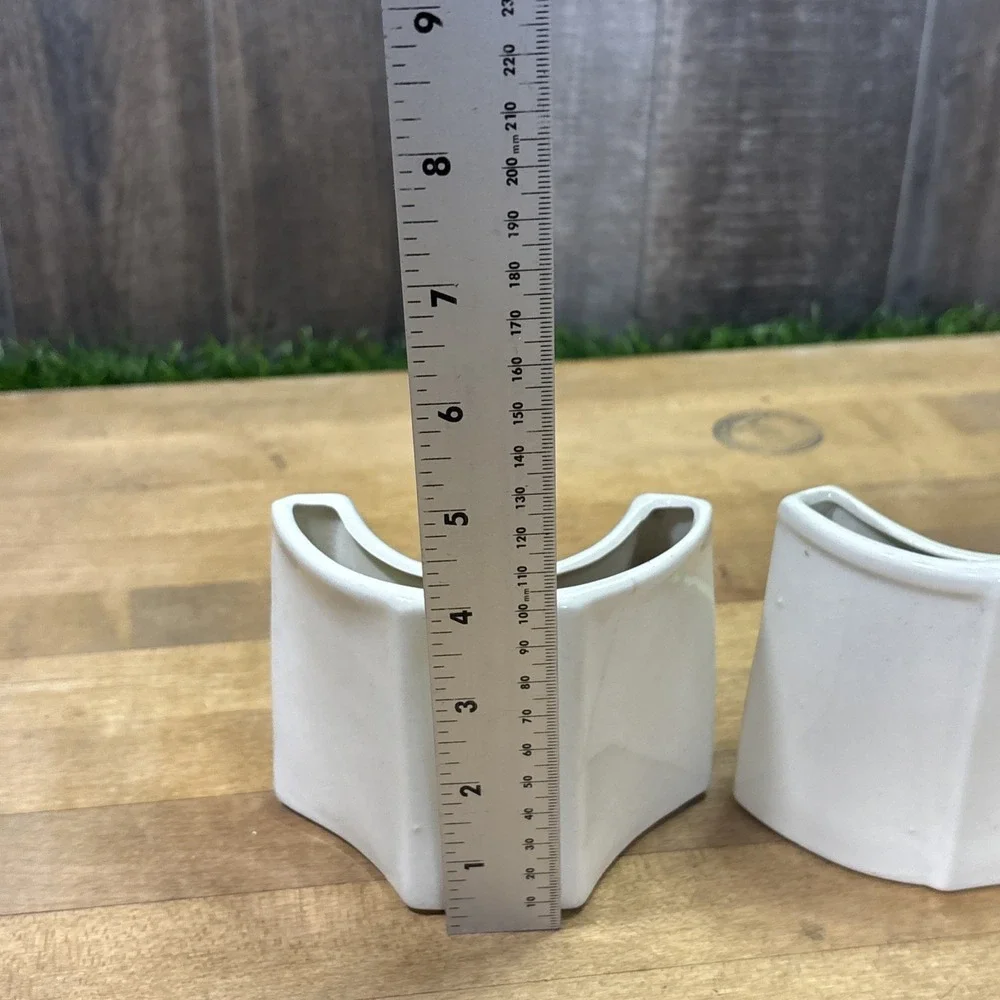 Vintage MCM Ceramic Corner Wall Pocket Planters Rose Bird 1940s 1950s Pair